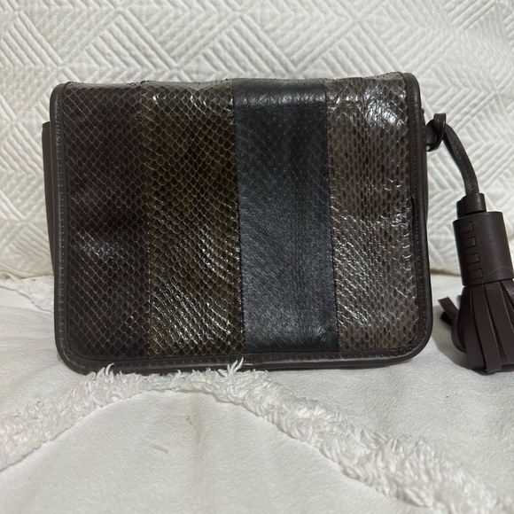 ALLSAINTS Bansho Snakeskin Chain Shoulder Bag/clutch brown Striped gently used - Picture 1 of 5